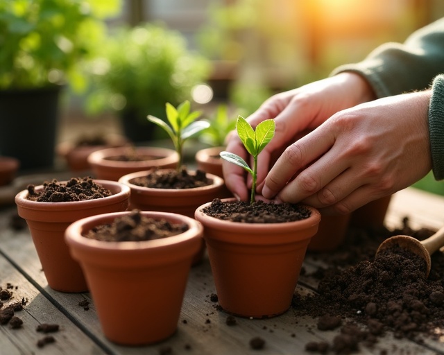 Sowing seeds in compost